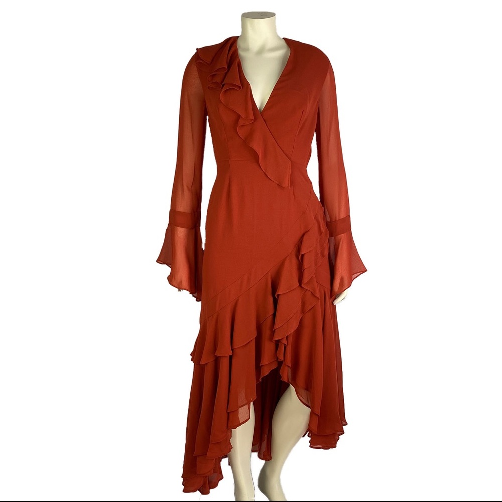 C/MEO COLLECTIVE V-Neck Long Dress w/ Tags, Red, Size: XS